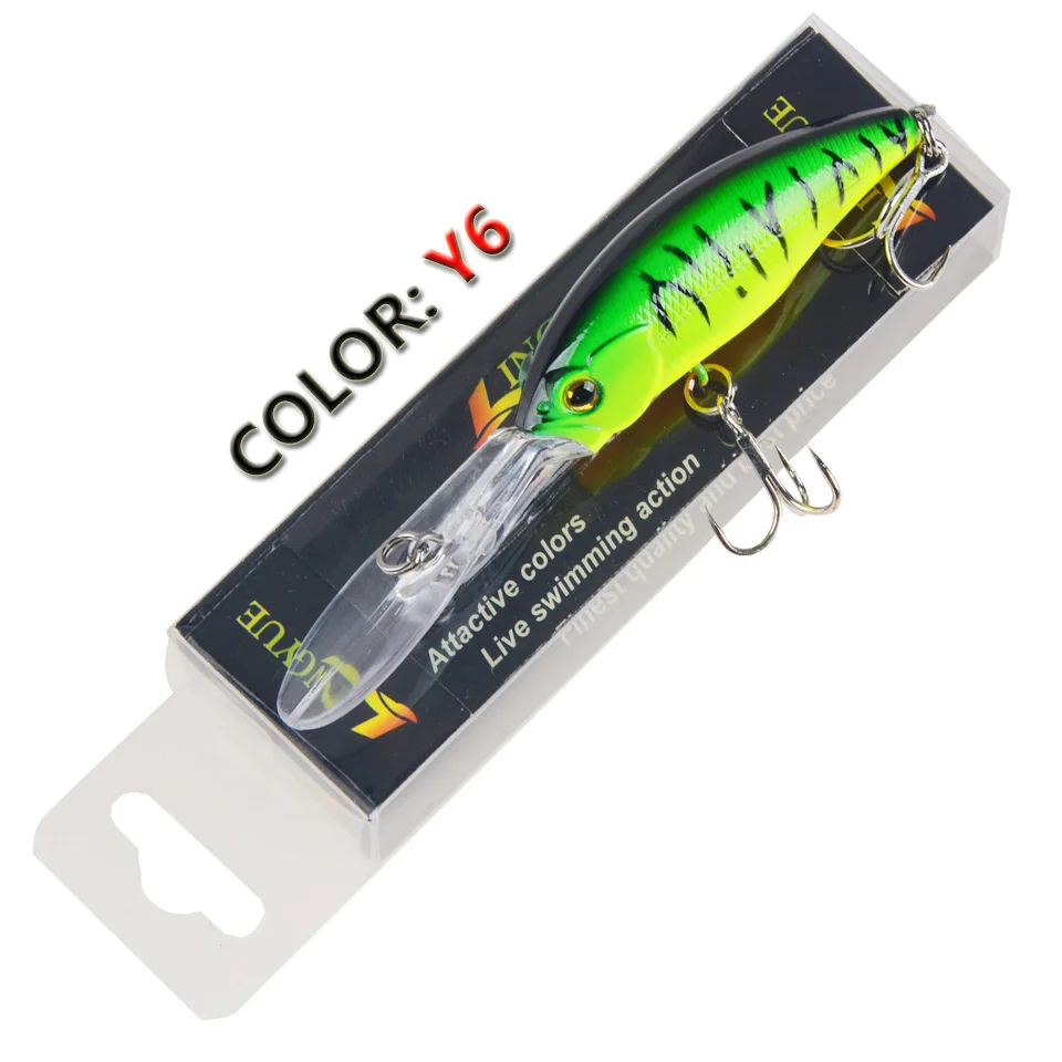 LINGYUE Hard Crankbaits Floating Fishing Lure Shad Minnow 4M Artificial Bait Plastic 3D Eyes Wobbler Pike Lure Fishing Tackle