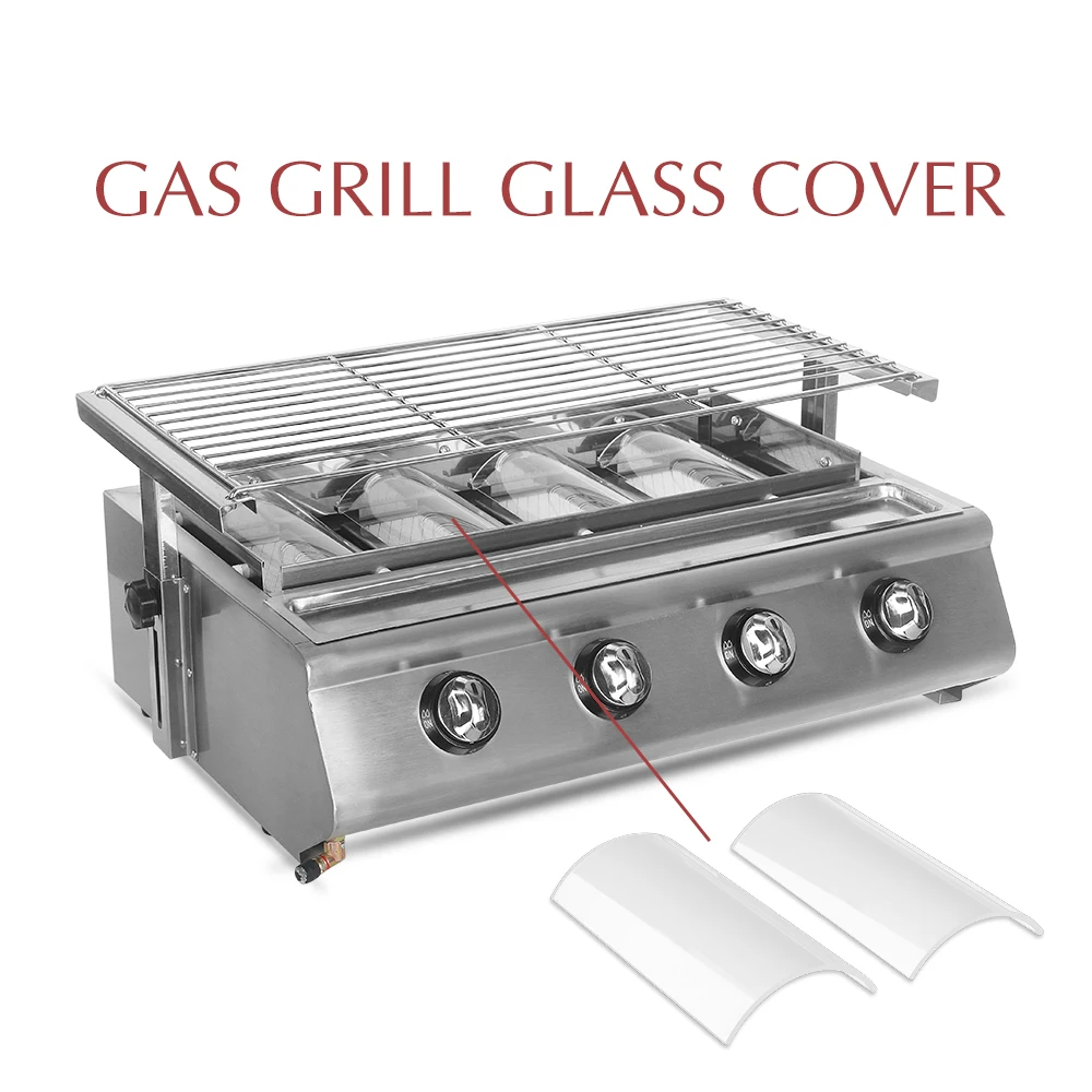 2pcs/lot Gas Barbecue Grill Thickened Glass Cover Infrared Gas Burner Kitchen Tools Accessories Burners Protectors