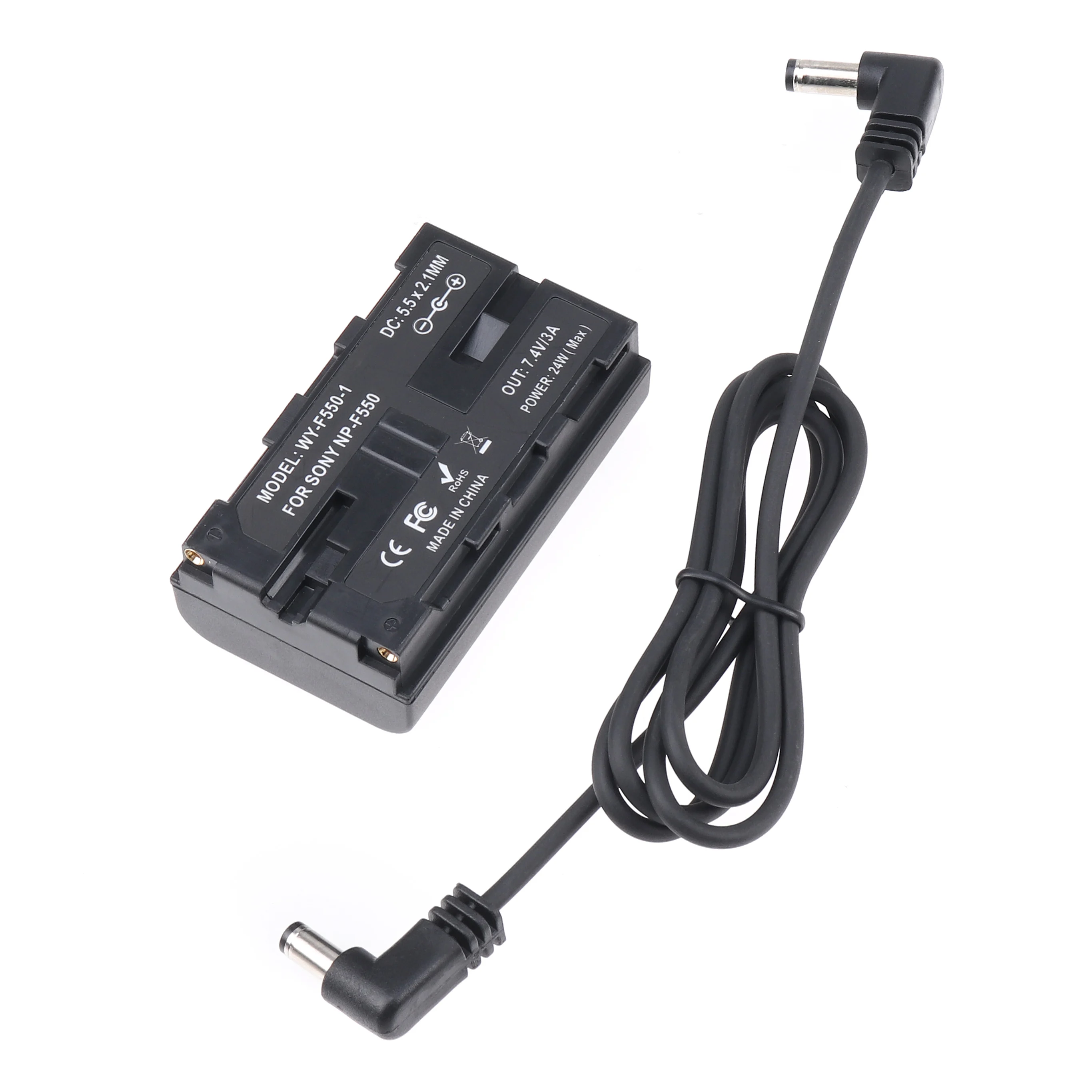 Fotga adaptor daya konektor DC ke NP-F baterai buatan pengganti NP-F960 /750/770/970 untuk kamera bidang LED