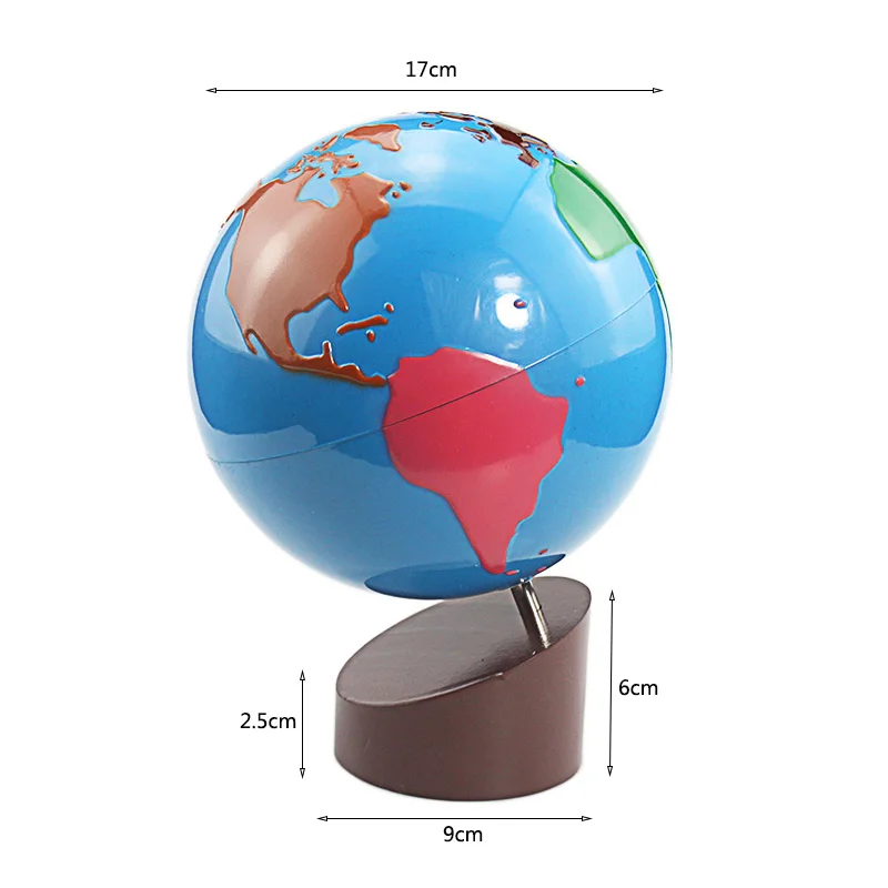 ภูมิศาสตร์มอนเตสซอรี่ของเล่นภูมิศาสตร์ลูกโลก Earth Globe ของเล่นพลาสติกและไม้วัสดุที่มีสีสันลูกโลกทรายการเรียนรู้การศึกษา