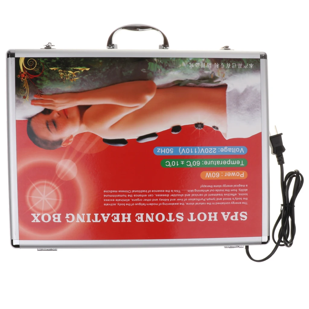 Portable Massage Stone Heater Case Heating Box Electric Spa Hot Stones Massage Stones Warmer Set Tool Relieve Stress Back Pain