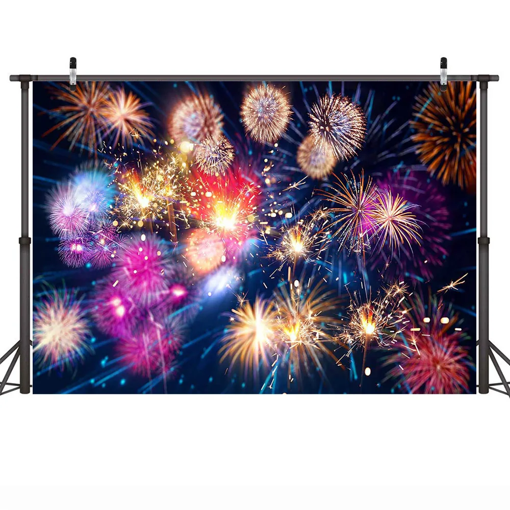 Fireworks Bokeh Photography Backdrop Happy New Year Party Background Winter Christmas Portrait Photo Studio Props Photocall