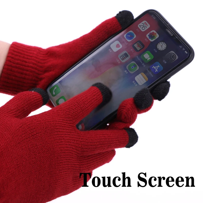 Nieuwe Winter Warm mannen Hoed Sjaal Touch Screen Handschoenen Set Mutsen Hoeden Gebreide Thicken Mannen Vrouwen Cap Bib Handschoenen pak Unisex 3Pcs