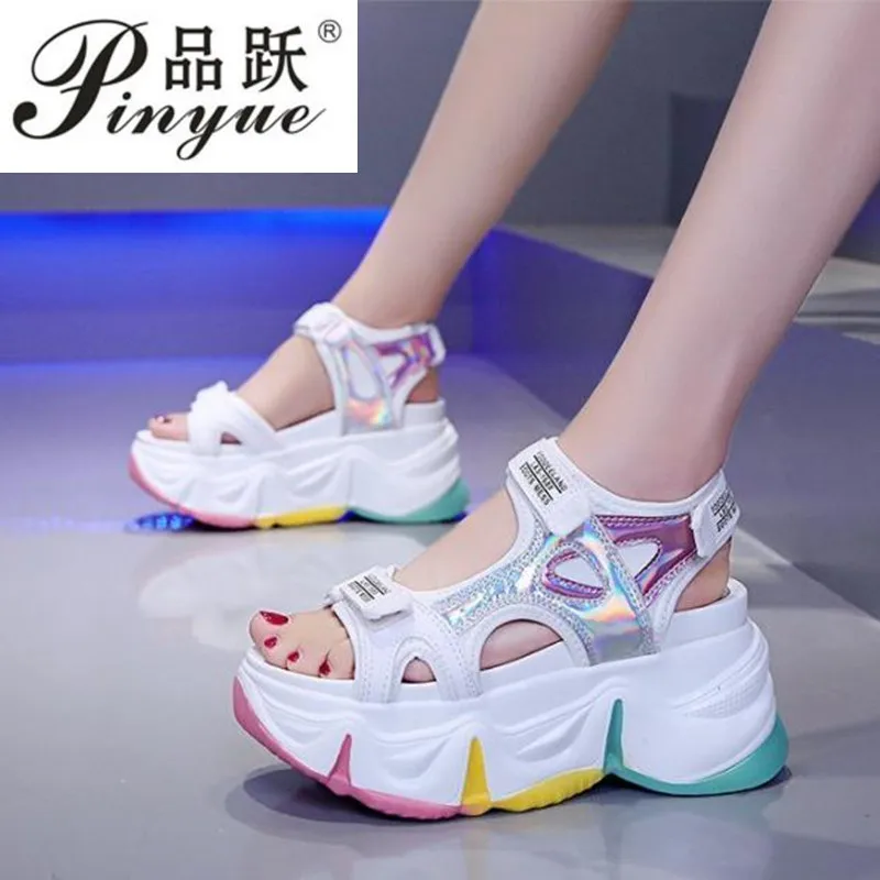 Summer Women Chunky Buckle Design Candy Colors Platform Wedges Sandals Comfortable Girl Thick Sole Beach Casual Shoes