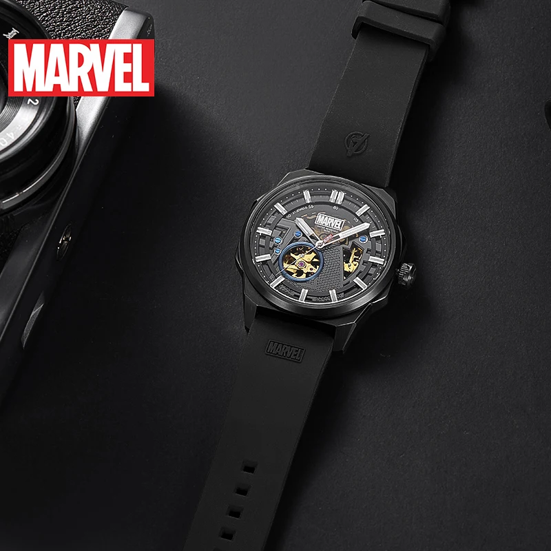 Marvel For Mens Watch Automatic Avengers Captain America Sapphire Crystal Hollow New Mechanical Wristwatches Male 50m Waterproof