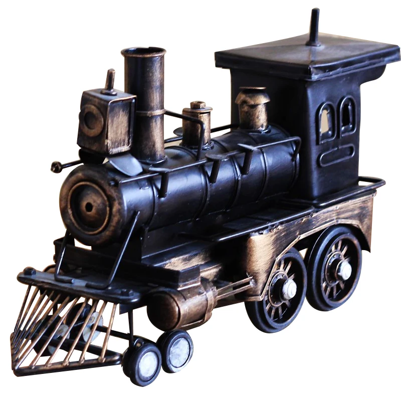 

Vintage Iron Train Home Decor Desktop Ornaments Antique Locomotive Model Crafts Room Decoration Retro Steam Car Birthday Gifts