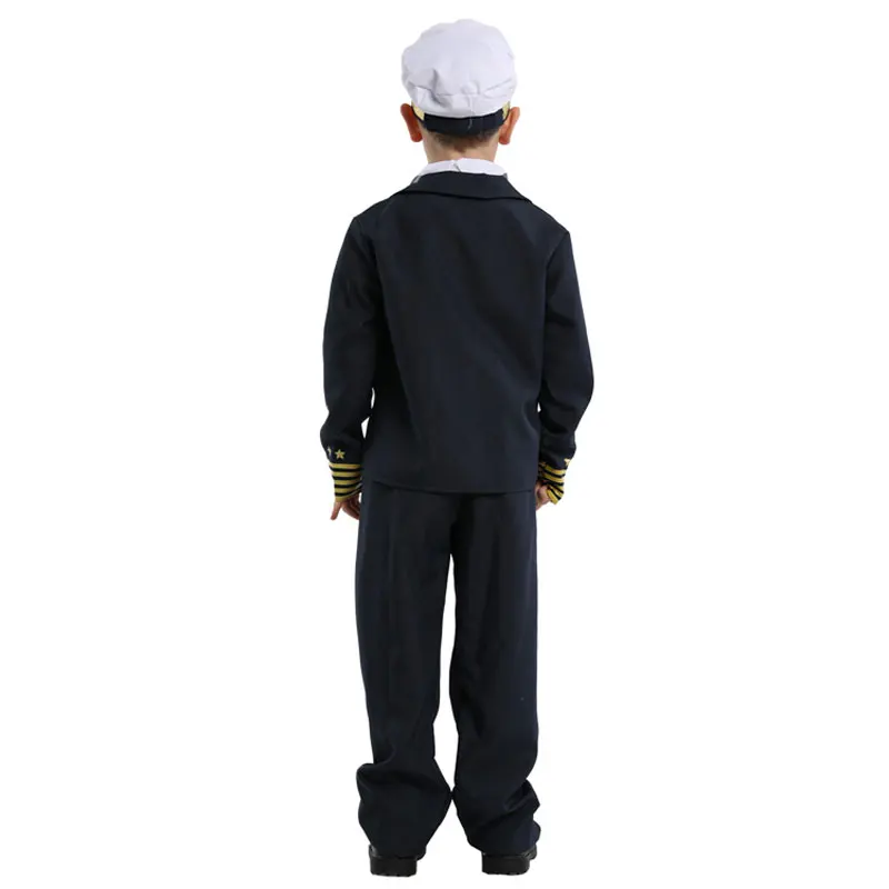 Uniforme de capitão piloto infantil, traje de almirante da marinha para meninos, Halloween, Carnaval de Purim, festa, carnaval, vestido extravagante, umorden, criança