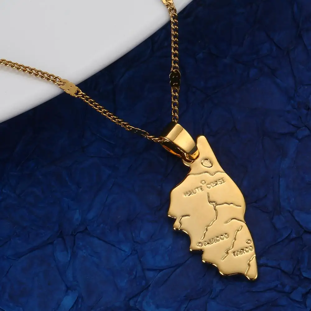 Gold Color Haute Corse Map Pendant Necklace Corsica Necklace La Corse Country Maps France Map Jewelry