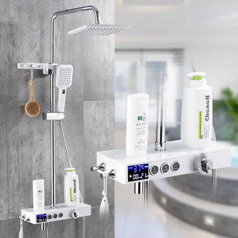 Bathroom thermostatic  Shower Faucet Set  Rainfall Shower Mixer Tap Bathtub Shower Mixer Tap 3-way Shower Mixe