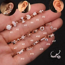1 Piece Surgical steel Tiny 5mm Color Tiny Hoop Earring Piercing Cz Tragus Daith Rook Cartilage Ear Piercing Jewelry