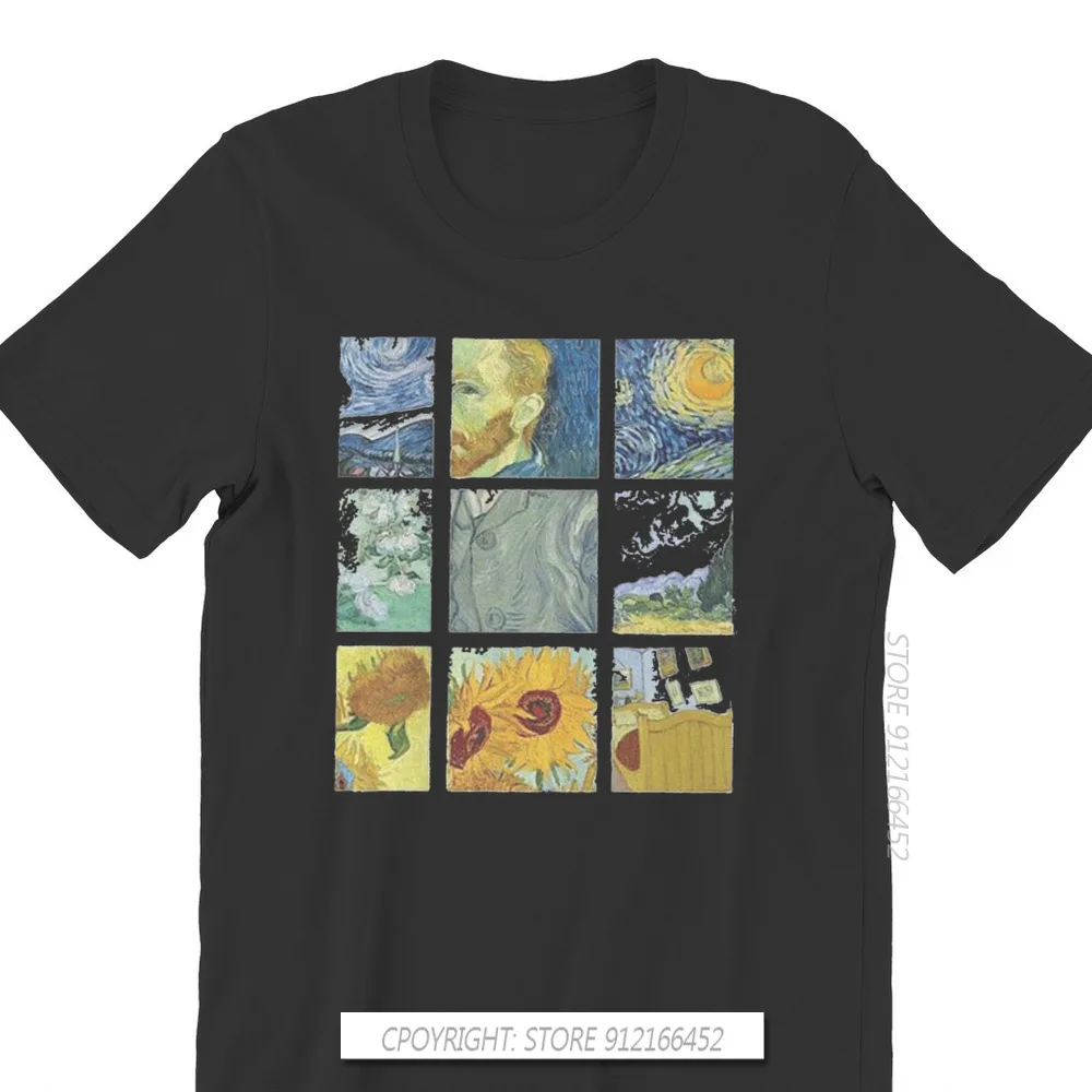 Vintage Alternative Funny Artwork Van Gogh Painting Men Tshirt Homme Graphic Clothes Cool Design Pure Cotton Harajuku T Shirt