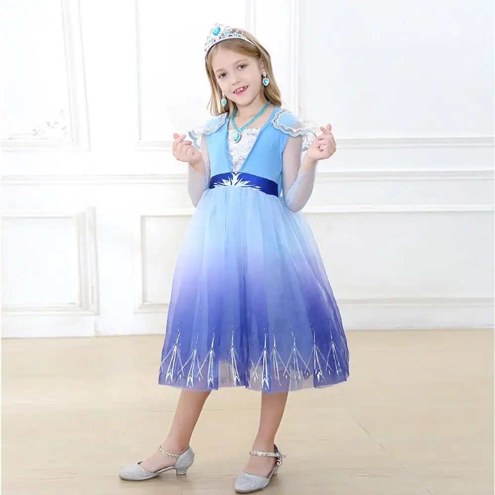 Vestido bordado de princesa para niños, ropa de fiesta de noche, de Color degradado, para dama de honor, XXYJ-5