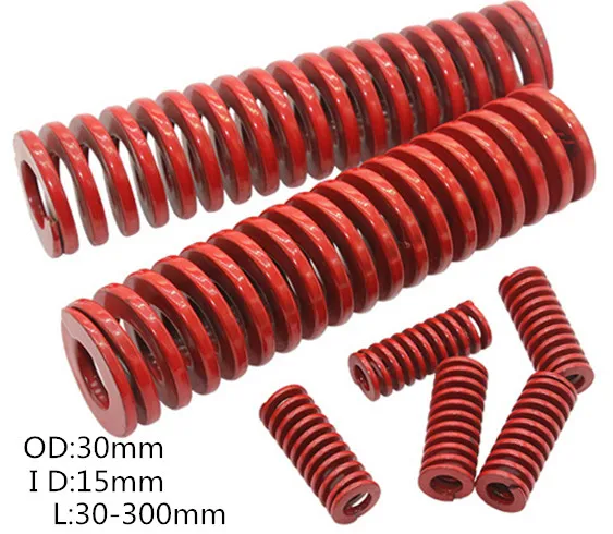 

2Pcs red Load Spiral Stamping Compression Die Spring Outer Diameter 30mm Inner Diameter 15mm Length 30-300mm