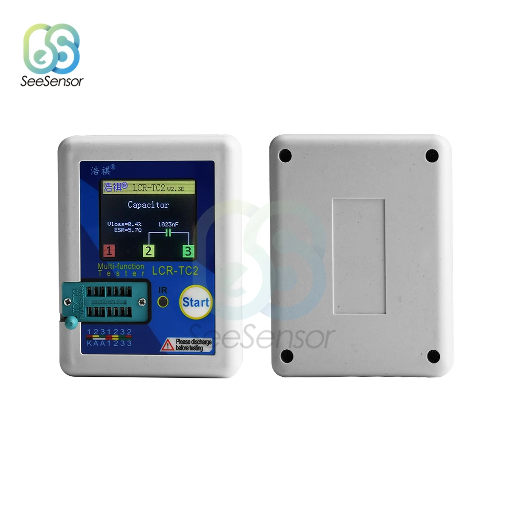 ใหม่ LCR-TC2จอแสดงผล LCD มัลติมิเตอร์เครื่องทดสอบทรานซิสเตอร์ Diode Triode ตัวเก็บประจุตัวต้านทานเครื่องวัด ESR LCR NPN PNP MOSFET