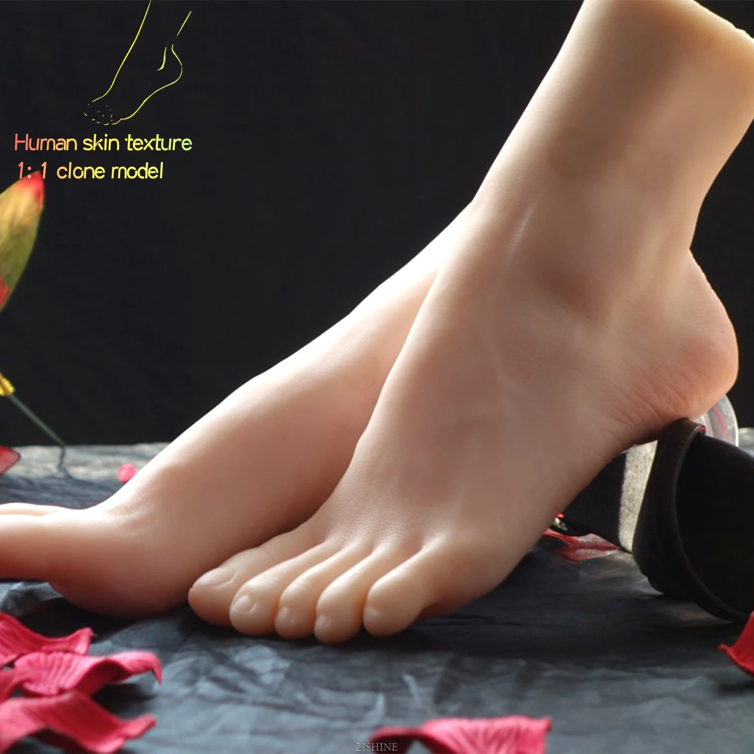 

Lifelike Female Simulation Foot Model for Sketch Drawing Shoe Socks Display Fake Nail Art Massage Feet Fetish TPE ZISHINE 3709