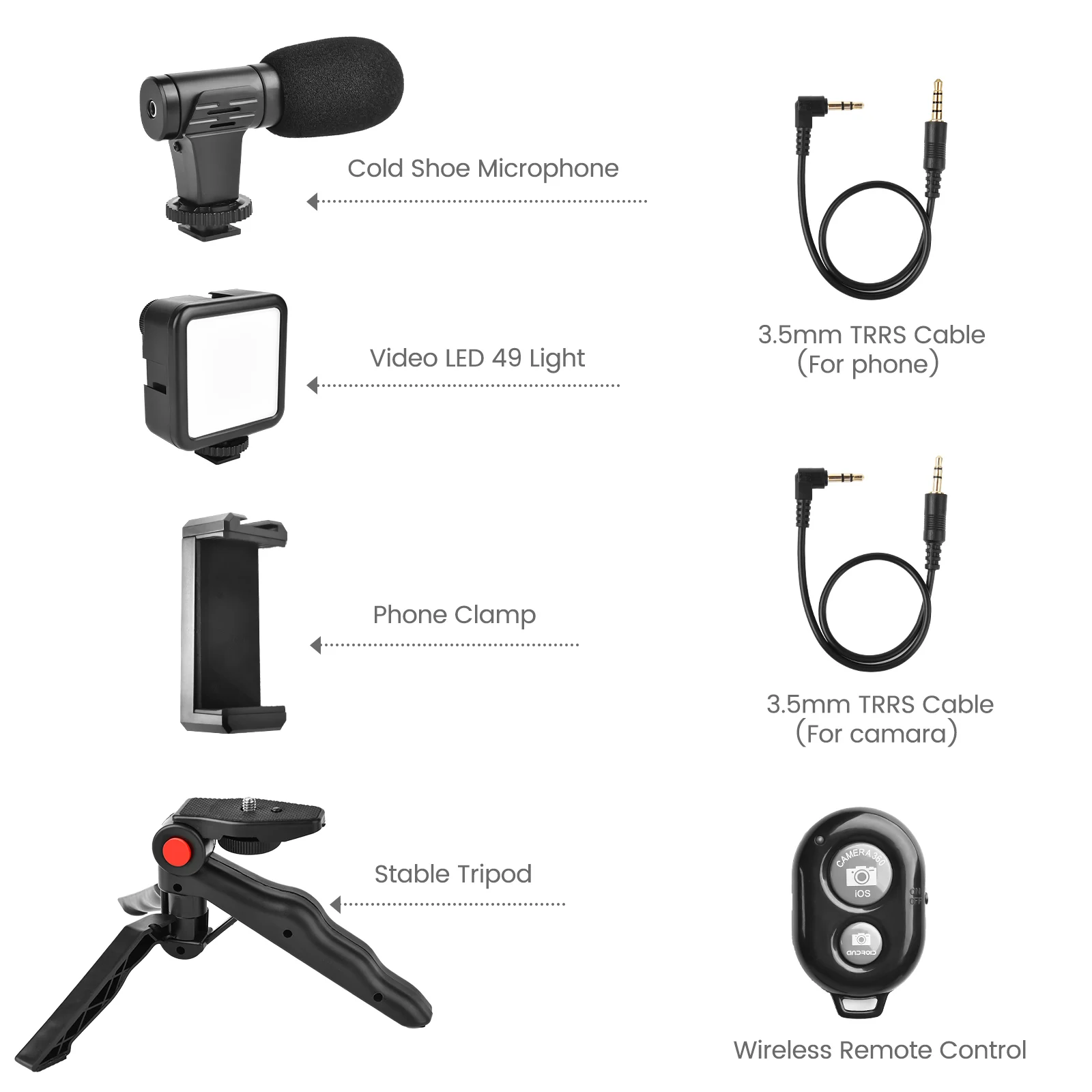 photography LED Video Light for photo DSLR SLR KIT01 Smartphone Vlog LED Video Light Kit With Tripod Stand Microphone Cold Shoe