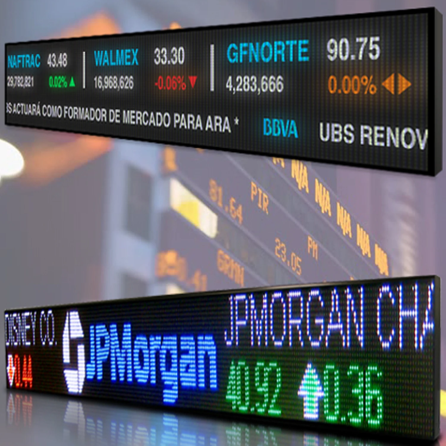 P4 Full Color LED Ticker Displays for Stocks Sports News RGB Digital Signage Docking Stock Market Finacial News Precious Metals