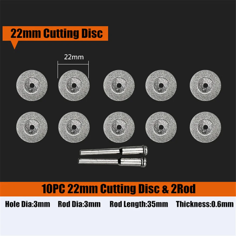 10pcs 22mm Diamond Cutting Wheels Dremel Rotary Tool Die Grinder Metal Cut Off Disc Glass Marble Tile Granite Cutting Accessory