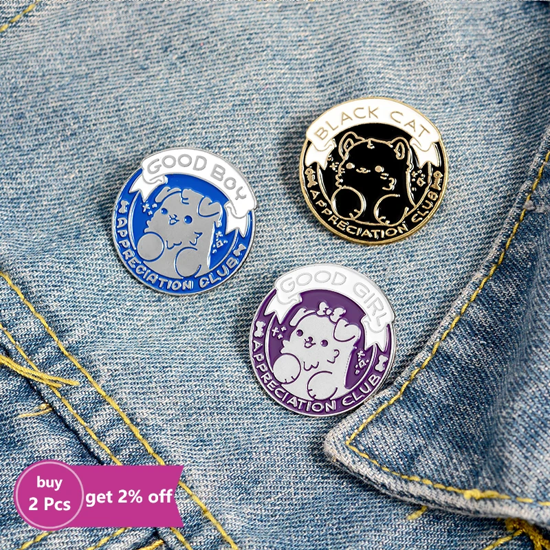 Round Animal Pins Collection Paw Print Brooch Dog Dat Kitty Sloth Fox Cartoon Badges Cute Puppy Enamel Pin Gifts Wholesale