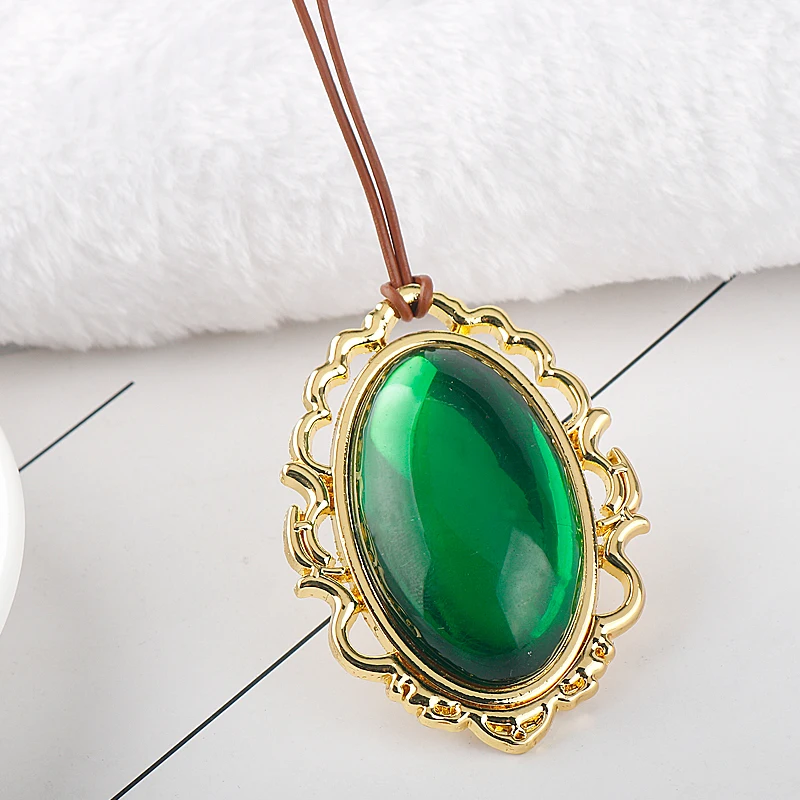 Anime Violet Evergarden Cosplay Necklace Women Green Stone Pendant Necklace Rope Chain Jewelry Fans Props Accessories