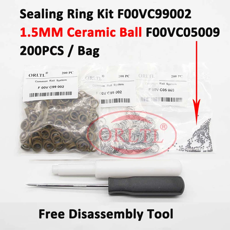 200 Pieces Sealing Ring F00VC99002 Ceramics Injector Balls F00VC05009 Repair Kits For Common Rail 0445110059 0445110186 0445110