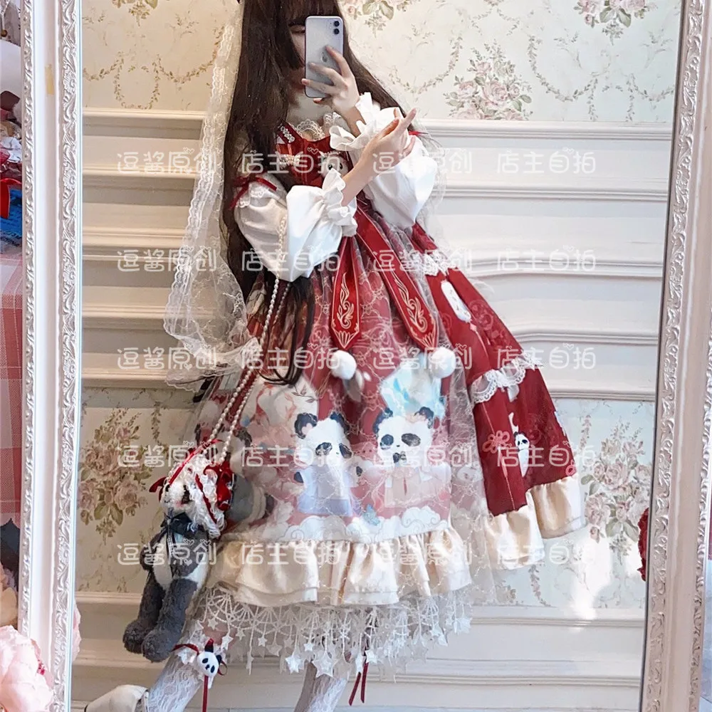 Kimono lolita gothique kawaii pour fille, style étudiant Preppy, Hanfu, rétro, chinois, doux, impression victorienne, loli cos