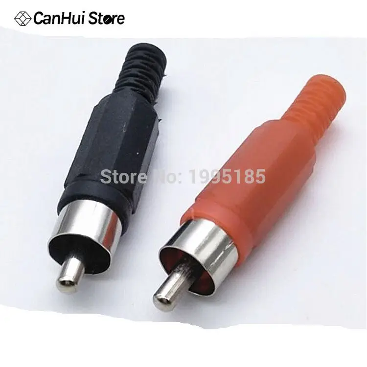 10 pcs/lot 5 Black and 5 Red RCA Plastic AV Plug Connectors Plastic Housing Stereo Audio Plug Channel Dual Connector DIY