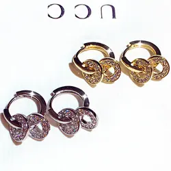 14k Plating Real Gold Round Shine Earrings Charm Temperament Delicate Ear Stud Buckle All-match Lady Luxury Jewelry Pendant Gift