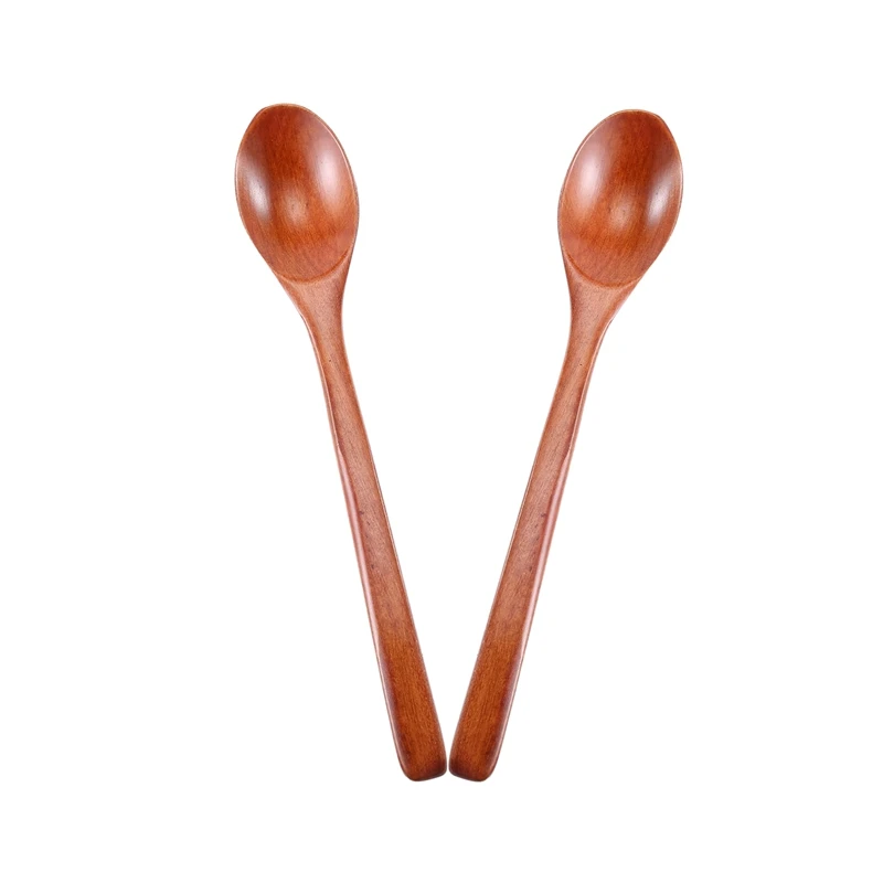Cucchiai di legno, 6 pezzi cucchiai da minestra di legno per mangiare mescolando, cucchiaio da cucina con manico lungo