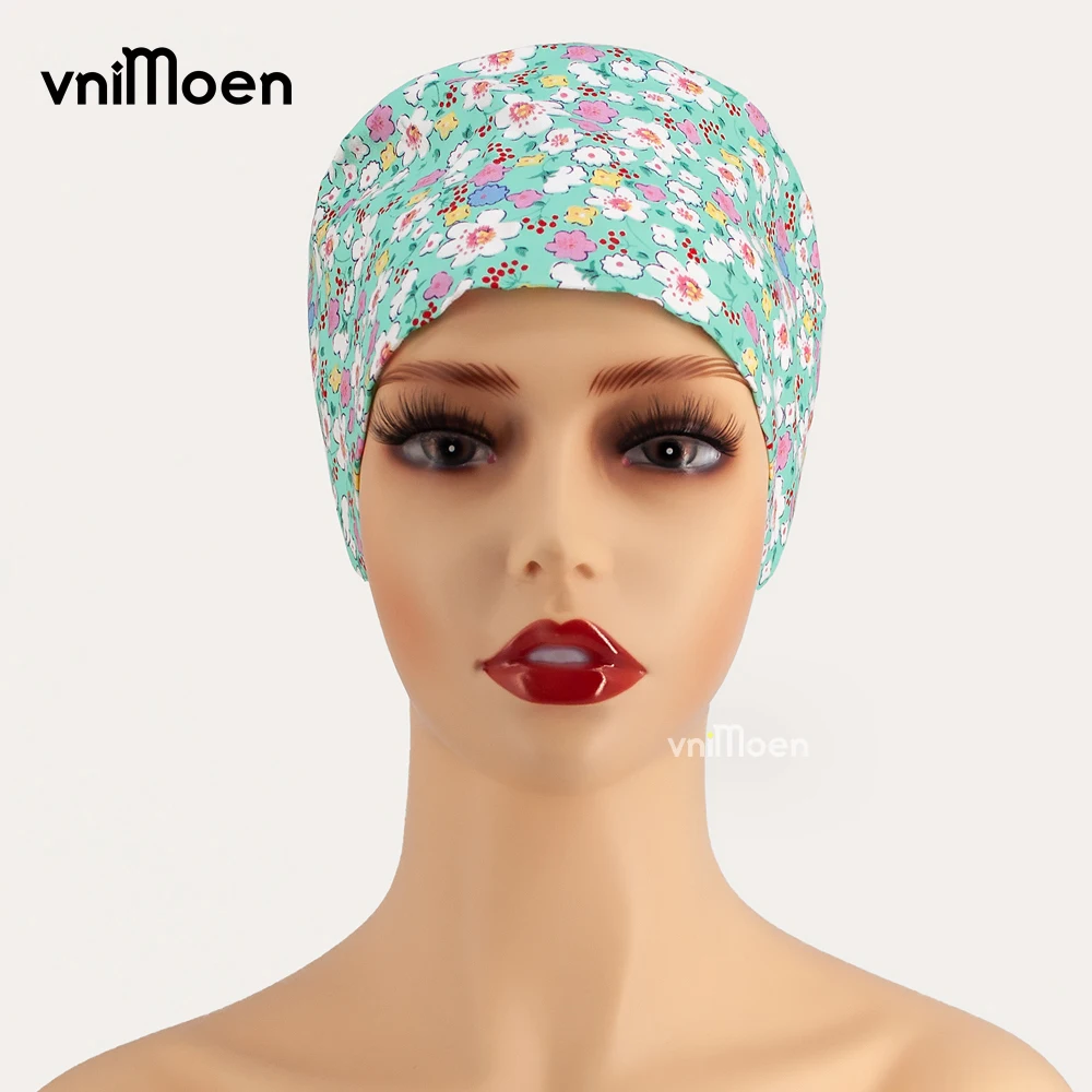 Unisex Scrub Nurse Hat Medical Surgicals Cap Floral Work Cap Fashion Multicolor Health Nursing Scrubs Cap Dust-Proof Cap