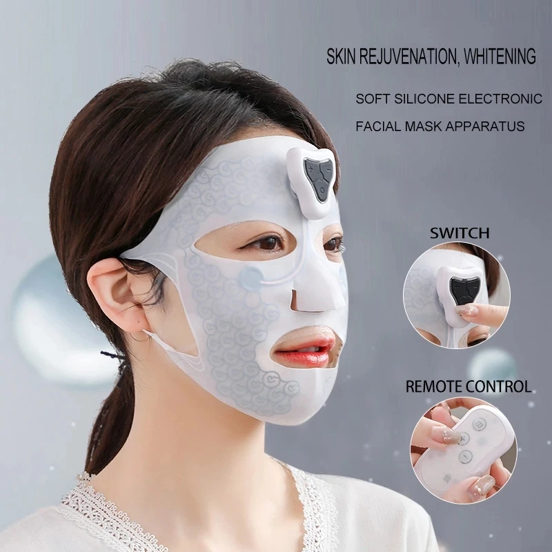 

Silicone Soft Electronic Facial Mask Apparatus Beauty Device Microcurrent Skin Tightening Face Massager Mask Home Spa Skin Care