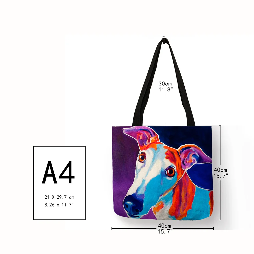 Personalized Oil Painting Greyhound Dog Prints Totes Bags Designers Durable Shopping Travel Sport Bags Women Casual Handbag