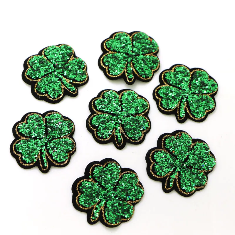 10Pcs/lot Four Leaf Clover Patch For Diy Cloth Iron On Sticker Sewing Iron On Patch on Shirt Hats Shoes  Applique Diy