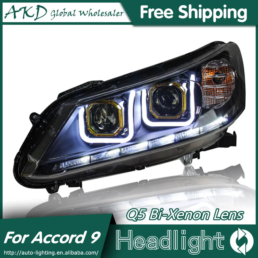 AKD Car Styling for Accord Headlights 2014-2015 LED Headlight LED DRL Bi Xenon Lens High Low Beam Parking New Accord 9