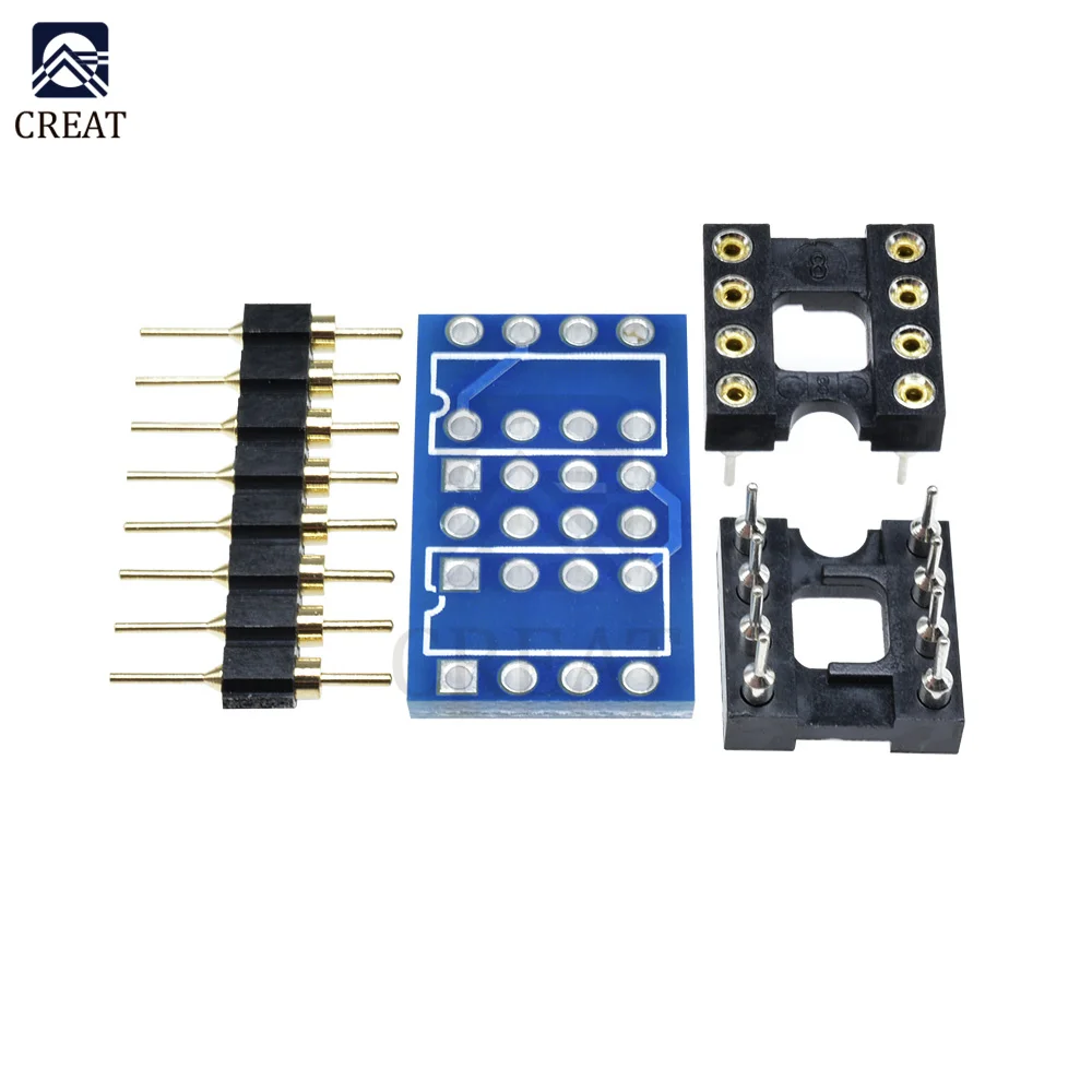 Dual DIP8 to DIP8 Converter Adapter Mono Module PCB+Pin+Socket  for Amplifier IC NE5532 OPA2132 OPA627 TL072 P07