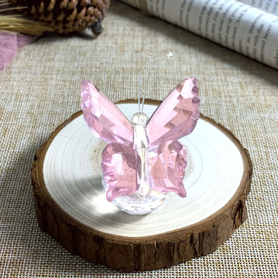 Elegant Butterfly Crystal Glass Animal Figurines, Paperweight Art Craft, Table Ornament, Home Wedding Decor, Xmas Gift for Kids,