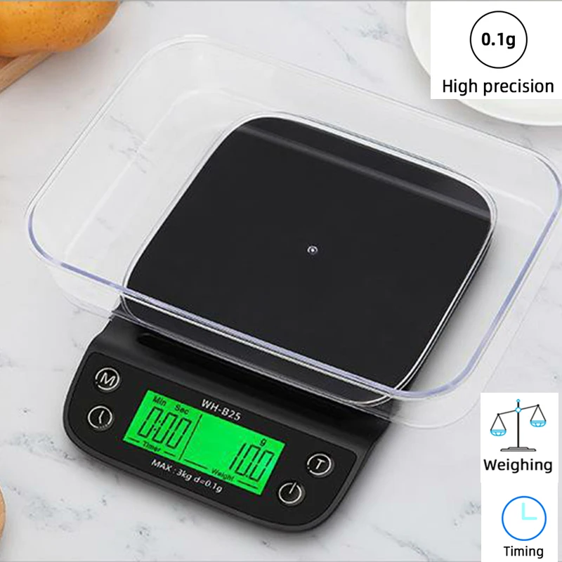 

3000g/0,1g таймер капельного Кофе весы высокоточные электронные весы цифровой Кухня весы с подносом