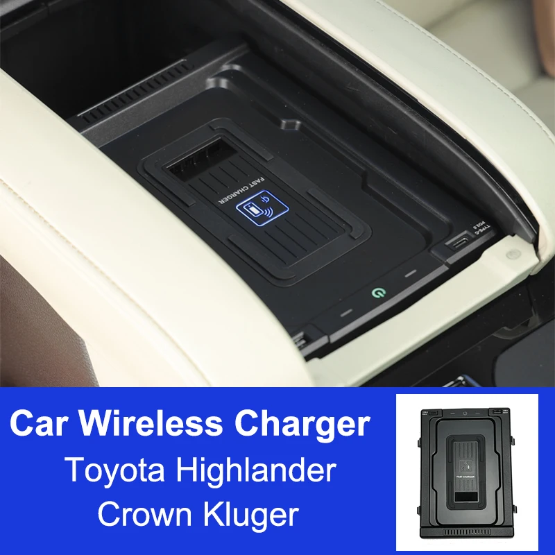 

Car Wireless Charger For Toyota Highlander Crown Kluger Mobile Fast Charging Board 15W 2022 Phone Panel