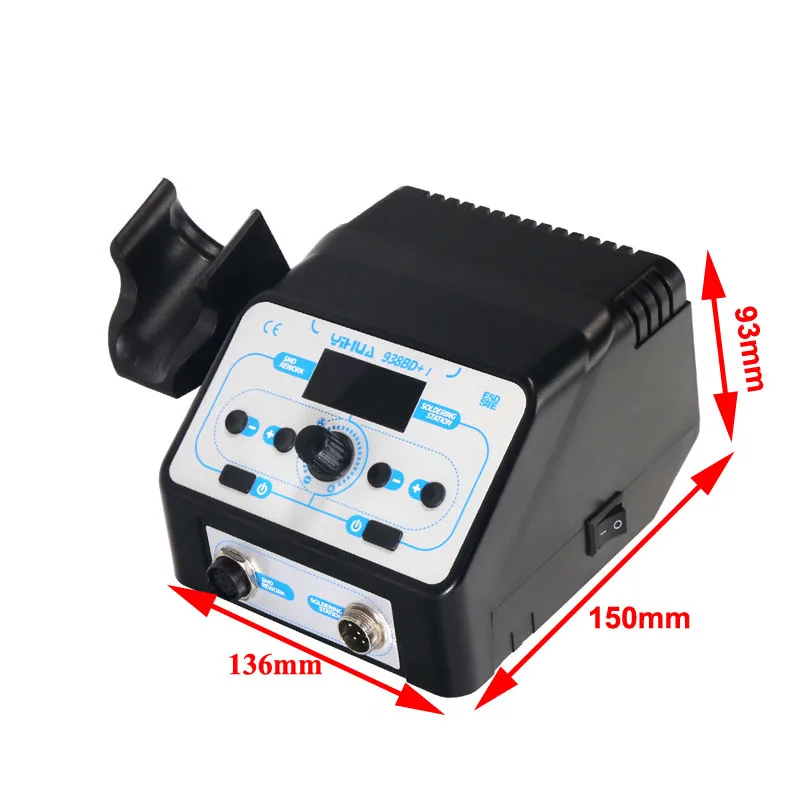 YIHUA 938BD-plus-I 750W 2-in-1 ESD 안전 전문 재 작업 스테이션, 소형 부품 및 기타 납땜 제거 및 납땜 용