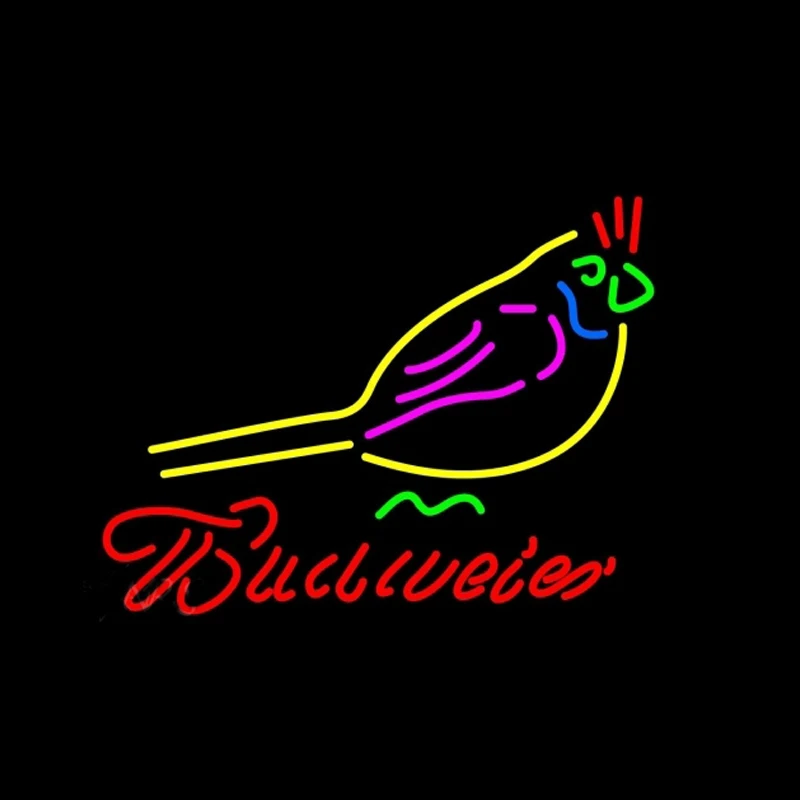 Budweiser Red Head Trogon Neon Light Sign Handmade Real Glass Tube Beer Bar KTV Store Bird Home Room Decor Display Lamp 17