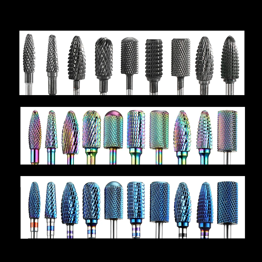 Milling Cutter Manicure Drill Bits RainbowTungsten Carbide Nail Drill Bit Burr Remove Skin Rotary Gel Electric Manicure Tools