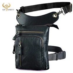 Couro genuíno Design Crossbody Satchel para homens, organizador de moda, pacote de cinto de cintura Fanny, bolsa de perna, estojo para tablet, 211-11