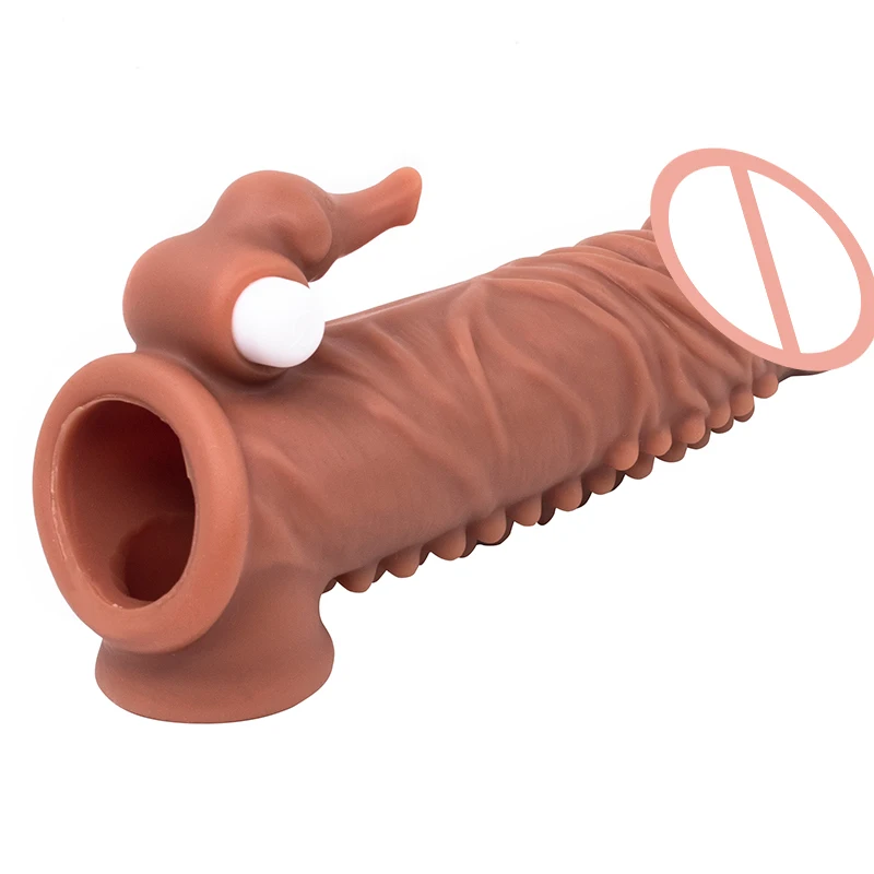 Reusable Condoms With Spikes Thick Nozzle Cock Enlargement Extender Delay Ejaculation Cockring For Men Penis Sleeve Sex Toys