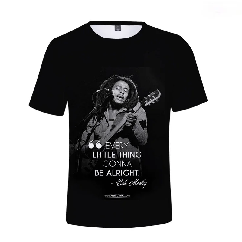 Men\'s T-shirt Bob Marley Rock Hip Hop T Shirt Men Male Summer Plus Size Streetwear Casual O-Neck Reggae Star Bob Marley T-Shirt