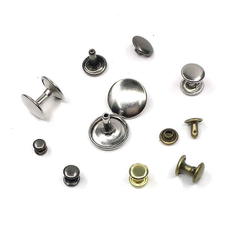 500sets Metal Belt rivets 5mm-15mm Double Cap Rivets Snaps Leather Bag Buttons Clothing nails Shoes Pet Collar Decor Buttons