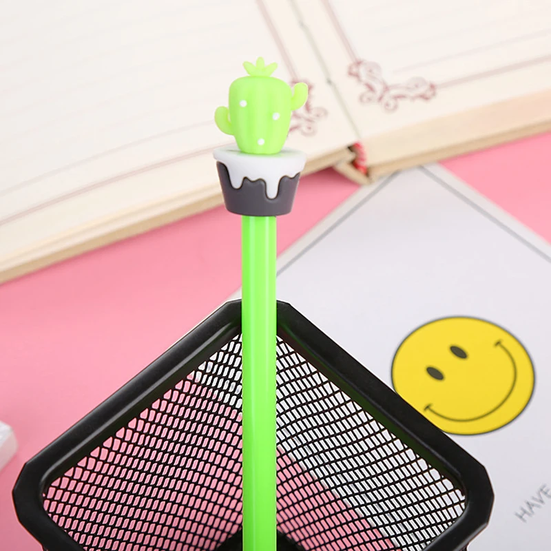 4Pcs Cactus Gel-Pens Kawaii Green Plants Neutral Pen Cute Pens For School Office Writing Gifts Stationery Promotional Pens