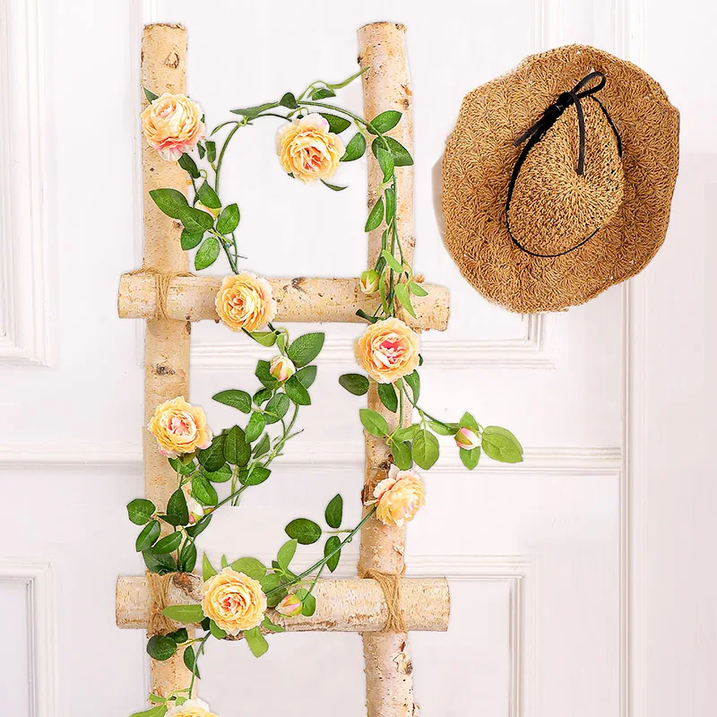 

180cm Artificial flowers Vine Fake Rose Peony String Silk flores Branch Wall Hanging Garland Background Home Party Wedding Decor