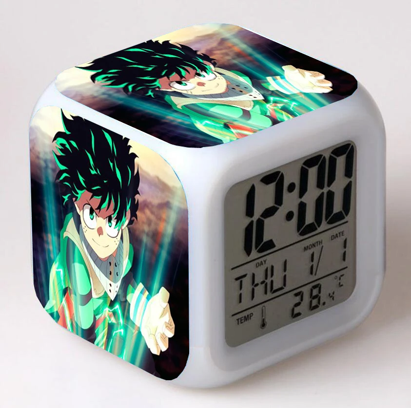 Anime My Hero Academia  Cartoon LED 7 Color Flash Digital Alarm Clocks Night Light Bedroom Desk Clock despertador Alarm-Clock