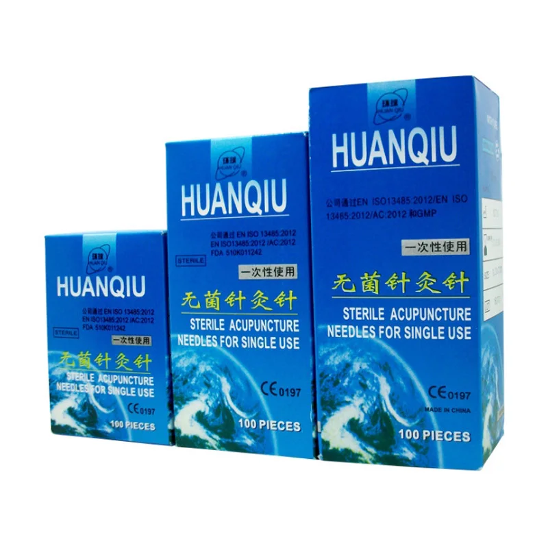 Huanqiu-aguja de acupuntura estéril, para un solo uso, con tubo, 100 piezas/1 caja