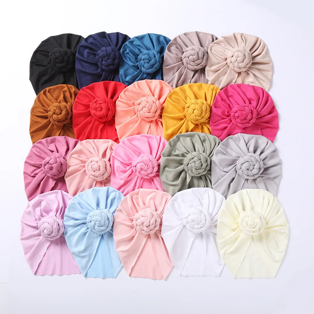 2021 Cute Flower Baby Hat Soft Cotton Baby Girl Hat Turban Infant Toddler Newborn Baby Cap Bonnet Headwraps Kids Beanie Headband